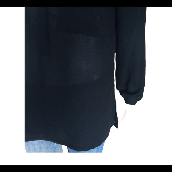 JOE FRESH Blouse/Top With Long Sleeves & Front Pocket Detail Black Size Small - Picture 5 of 8